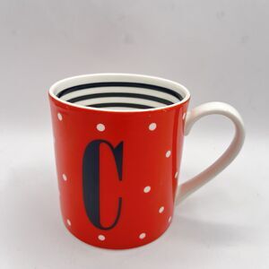 Kate Spade NY Lenox Mug Cup “To The Letter “ C Orange/ White Dots